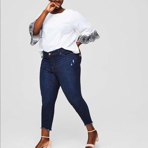 LOFT Plus skinny chewed hem jeans